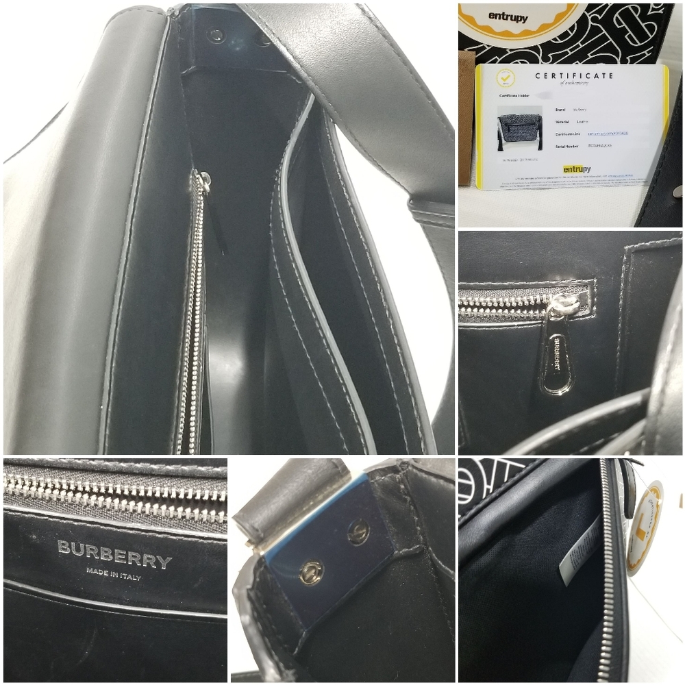 BURBERRY Calfskin Monogram TB Print Black and White Messenger Crossbody Bag - Picture 12 of 16